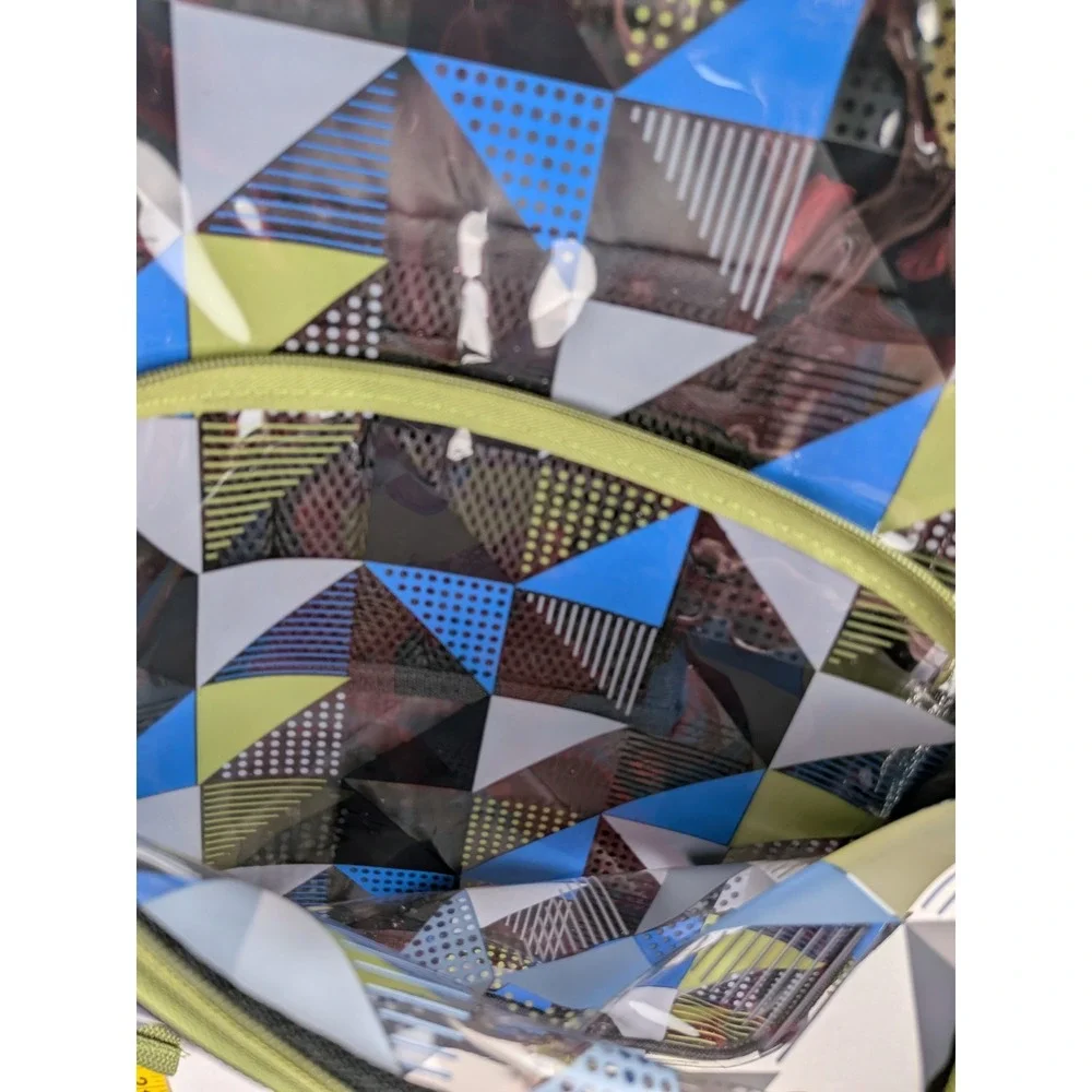 Wonder Nation Kids Clear Geometric Triangle Print Backpack Blue Green New